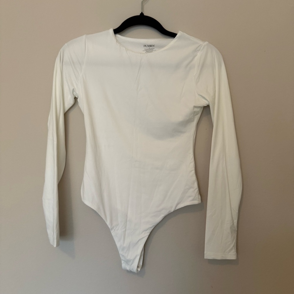 Pumiey White Long Sleeve Bodysuit